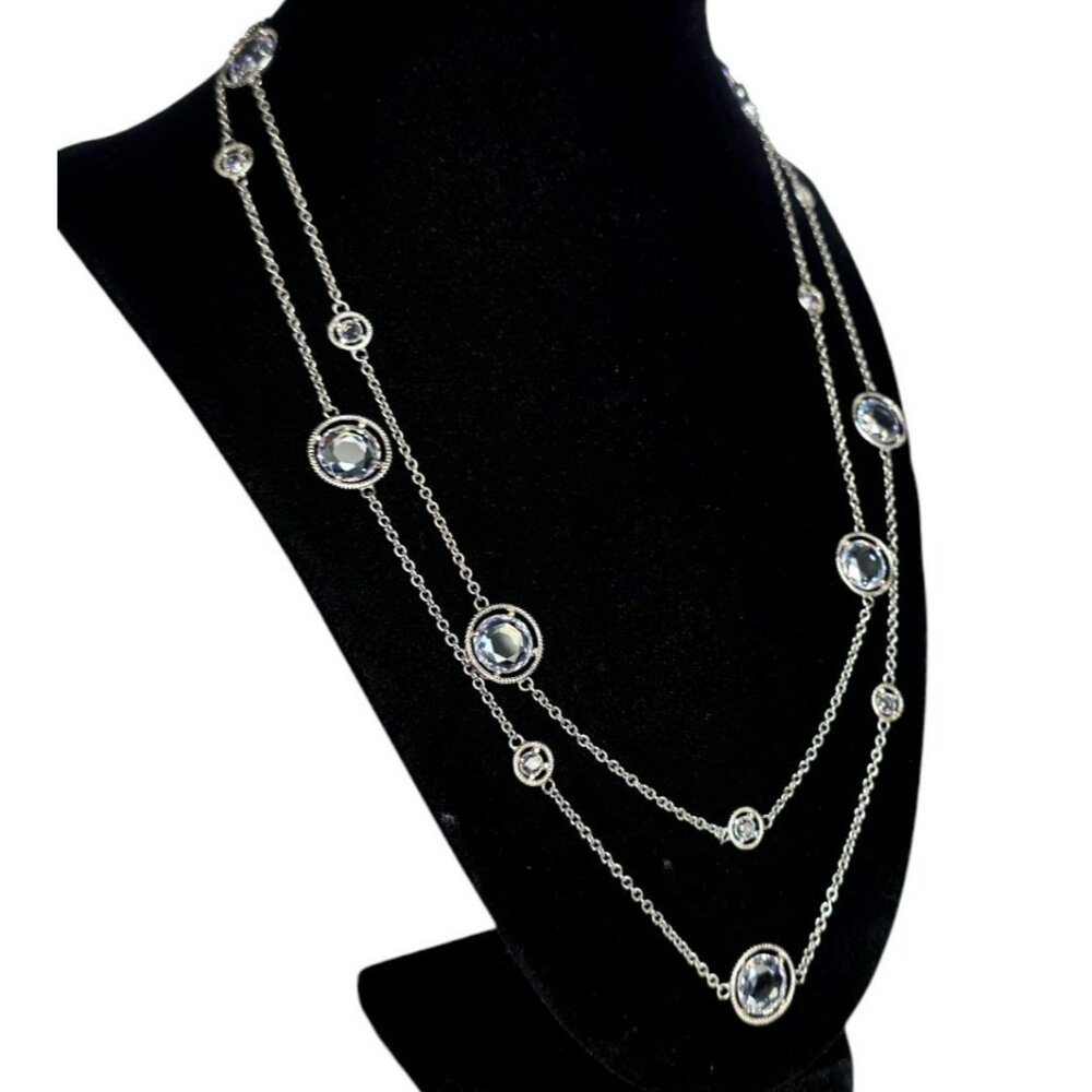 New Tocara Sterling Silver Necklace DiAmi Crystal Bezel Station 42" Long Bianca - Picture 3 of 12
